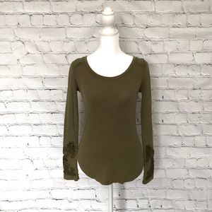 Free People Masquerade Cuff Henley Olive Green